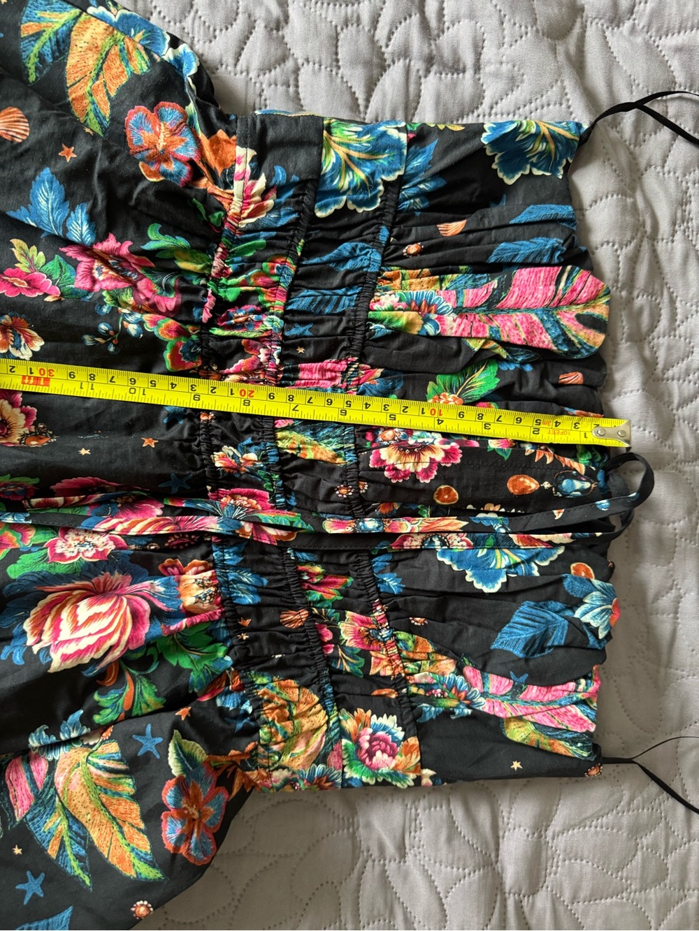 Anthropologie Black Strapless Maxi Dress with Pink, Purple & Yellow Floral Print - Picture 12 of 13